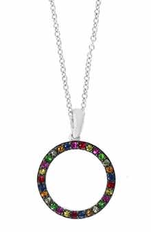 EFFY Multicolored Sapphire Circle Pendant Necklace