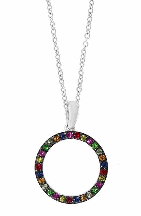 EFFY Multicolored Sapphire Circle Pendant Necklace