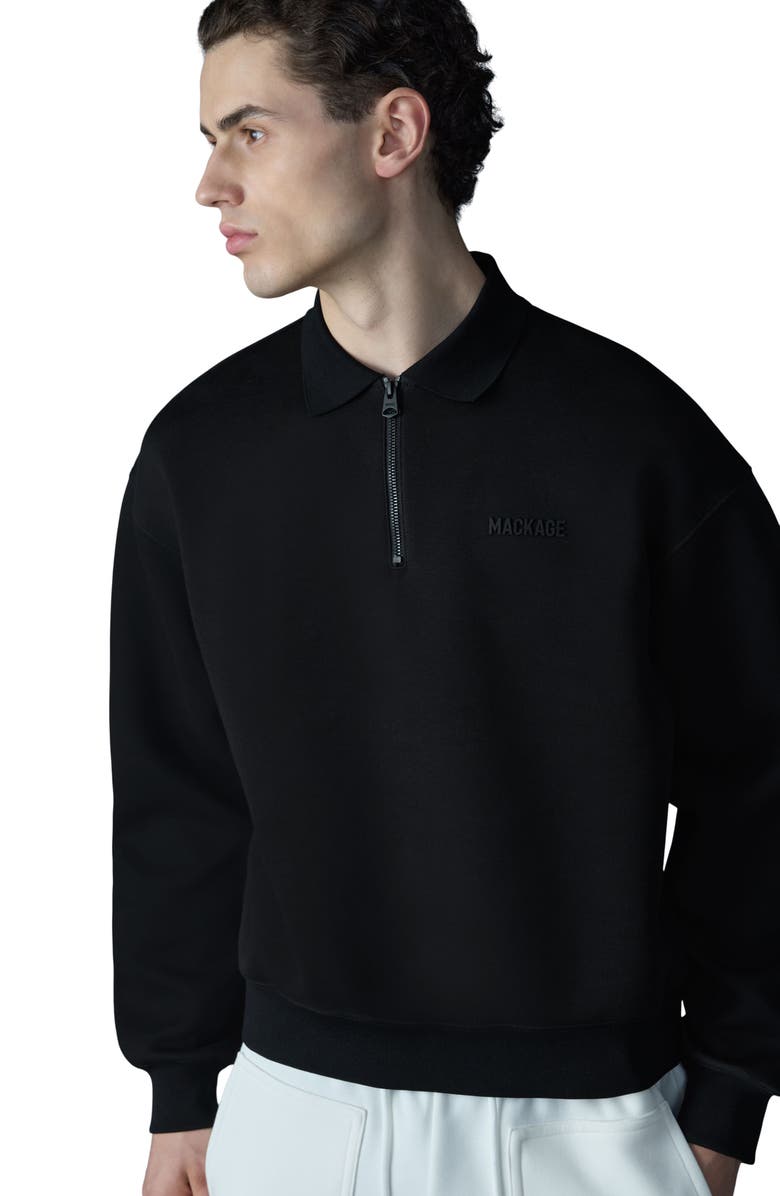 Mackage Felix Quarter Zip Polo Sweater, Alternate, color, Black