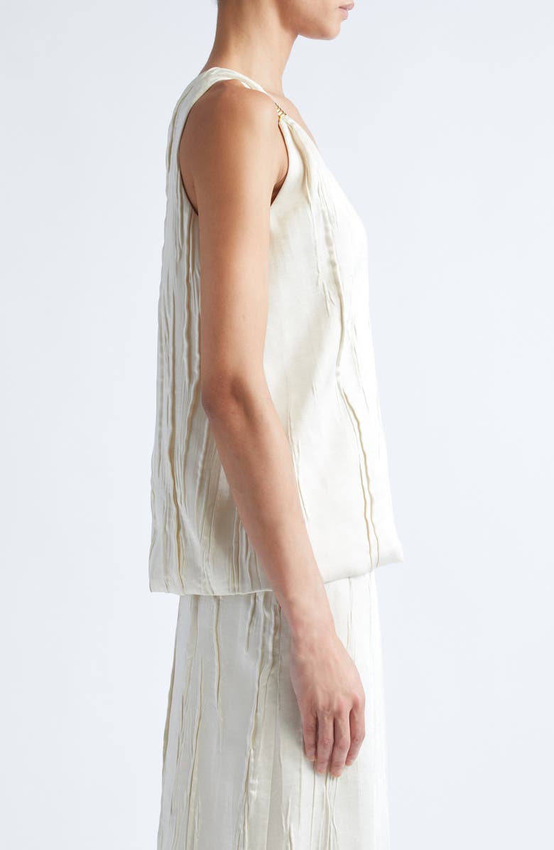 Brandon Maxwell The Drew Deep V-Neck Satin Tank, Alternate, color, Ivory