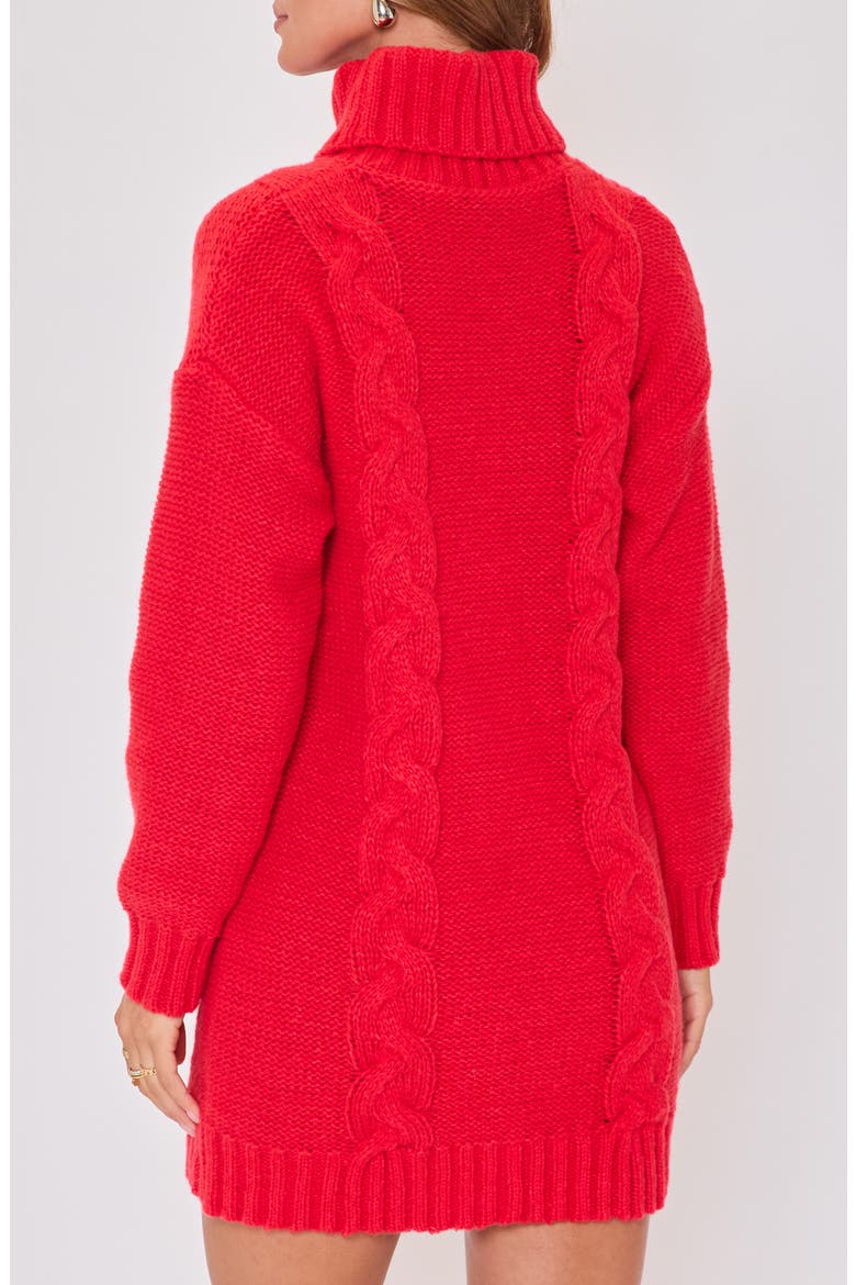 Olivia Turtleneck Long Sleeve Mini Sweater Dress, Alternate, color, RED