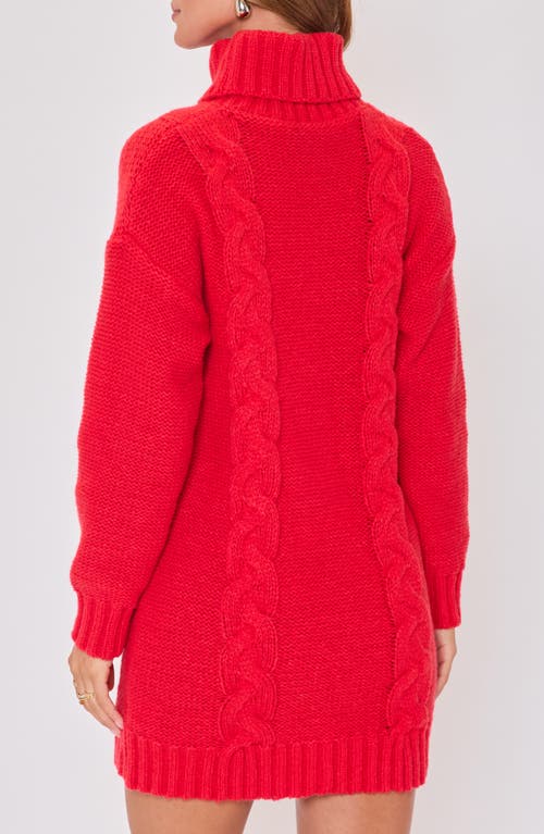 Vici Collection Olivia Turtleneck Long Sleeve Mini Sweater Dress In Red