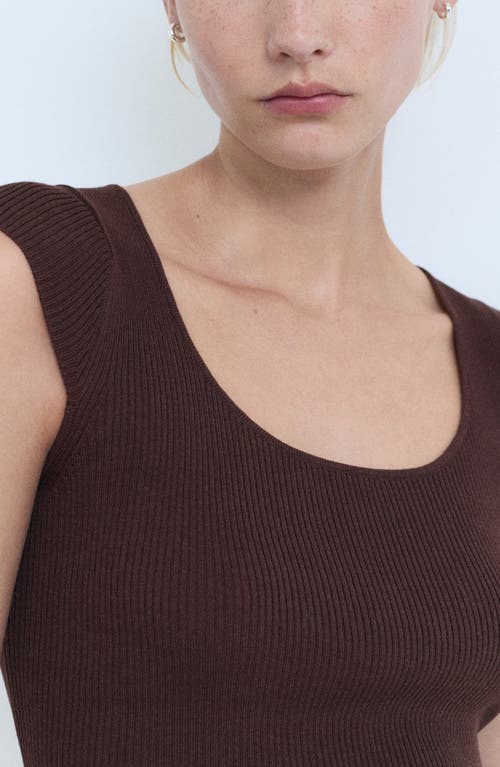 Mango Short-sleeved Ribbed Sweater Chocolate In Brown