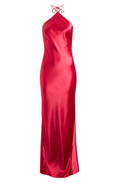 Acler Tarnacre Halter Satin Gown In Pink