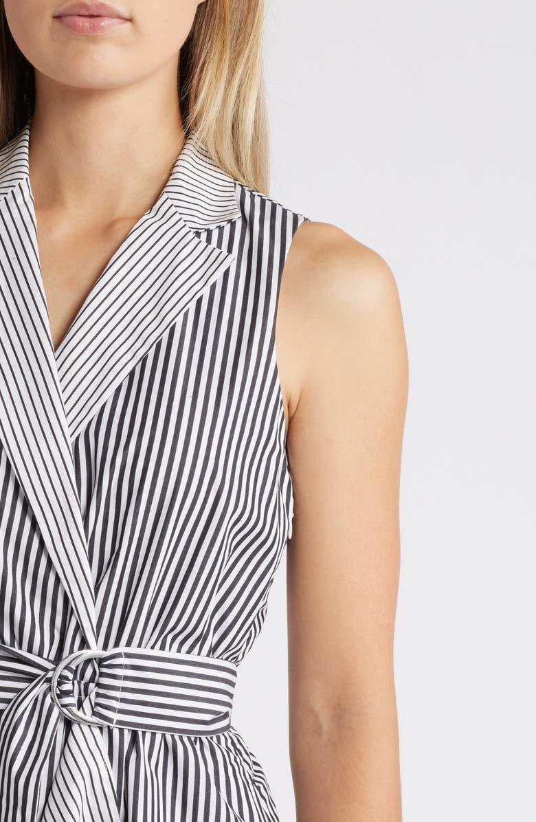 Anne Klein Belted Sleeveless Wrap Midi Dress, Alternate, color, Anne White/ Anne Black