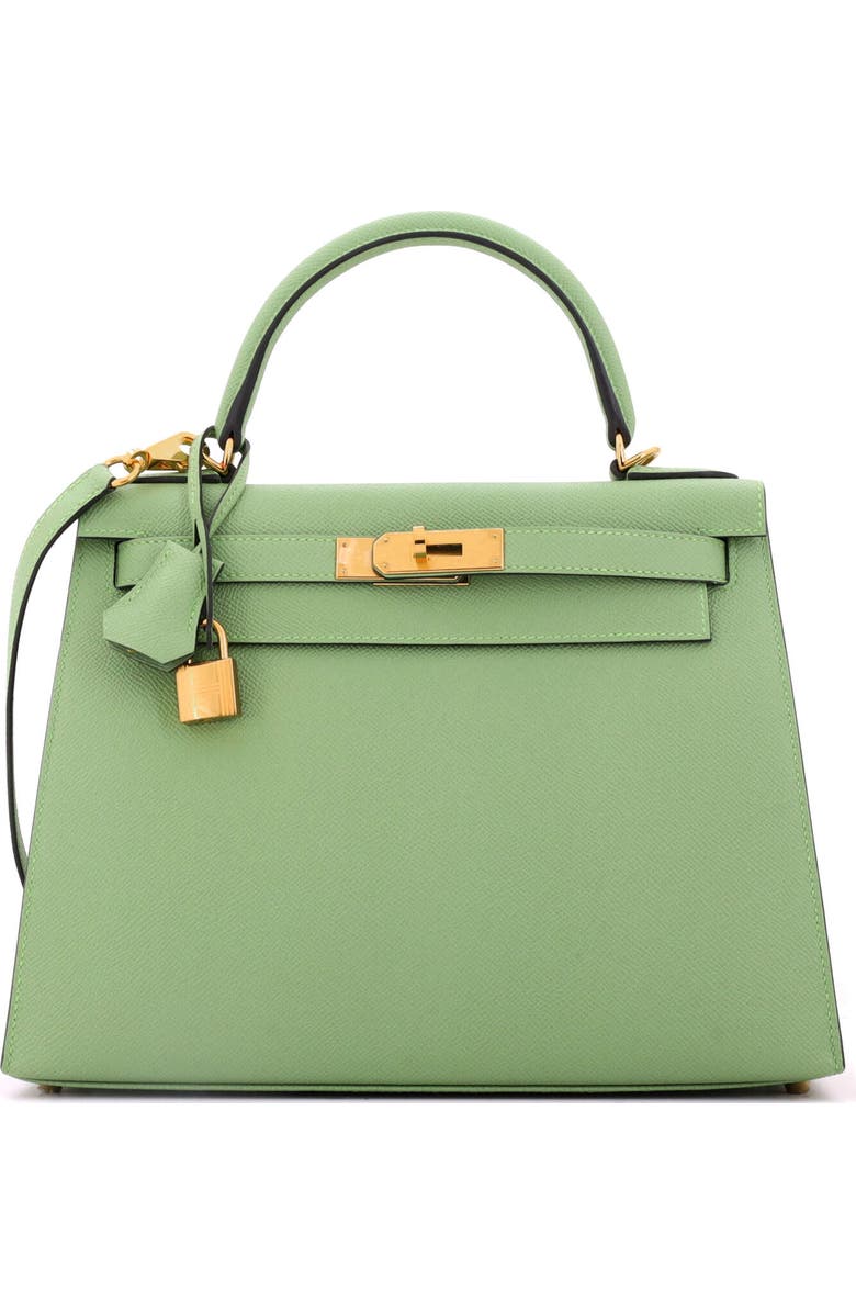 Pre-Owned Hermes Kelly Handbag Green Epsom with Gold Hardware 28, Main, color, Vert Criquet