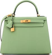 Pre-Owned Hermes Kelly Handbag Green Epsom with Gold Hardware 28