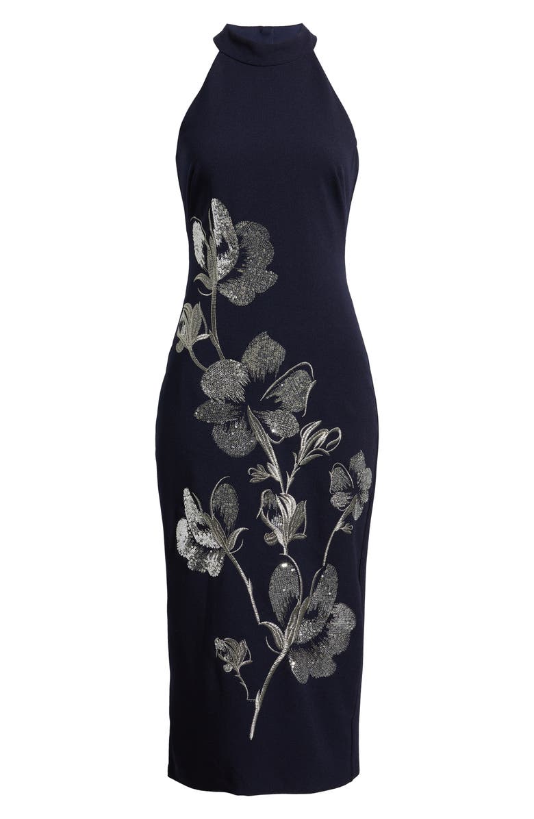 Vince Camuto Sequin Crepe Cocktail Dress, Alternate, color, Navy