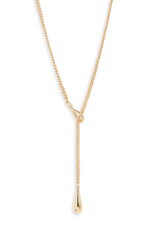 Droplet Curb Chain Lariat Necklace