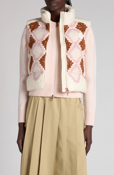 【関税＆送料込み】Moncler Beige Quilted Vest With Diamond Women's MONCLER Designer Vests Sale – Up to 75% Off | ModeSens