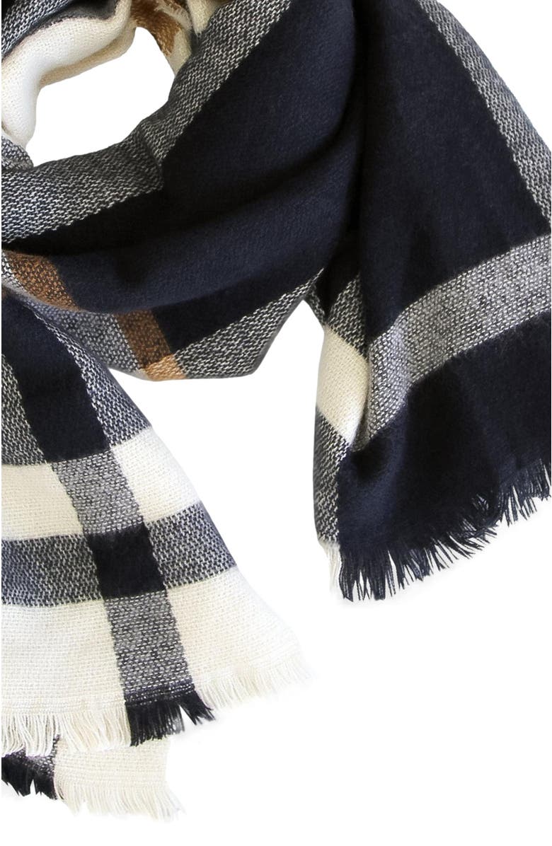 Belle & Bloom Staten Island Plaid Scarf, Alternate, color, Navy