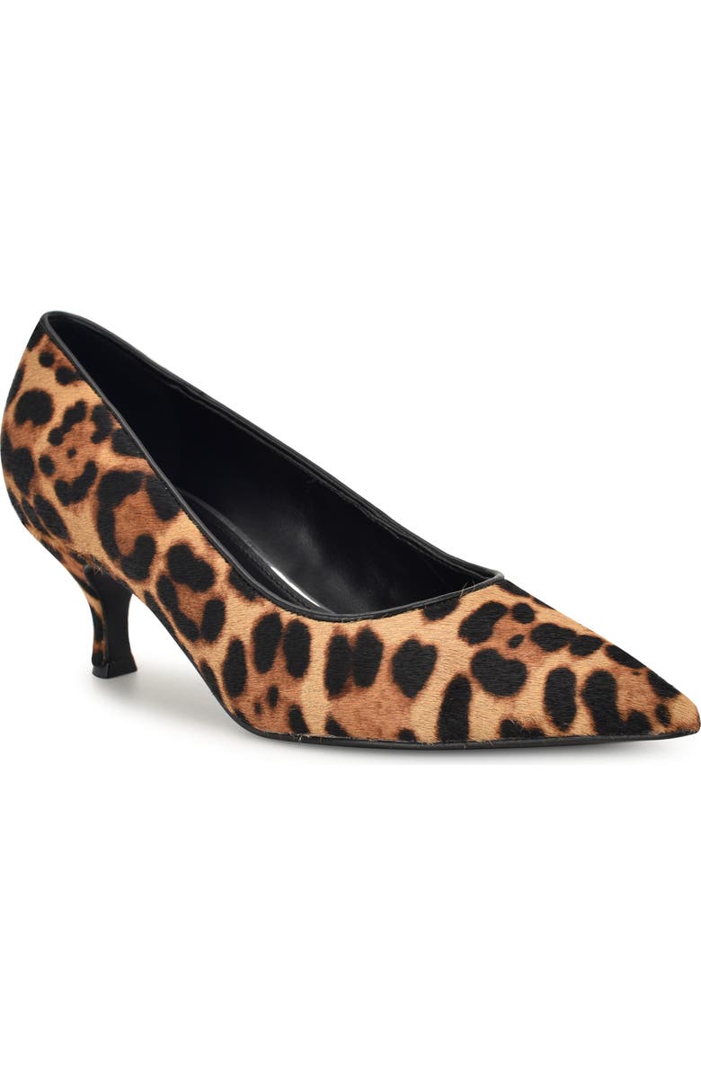 Nine West Sisko Genuine Calf Hair Pointed Toe Kitten Heel Pump, Main, color, Dark Natural