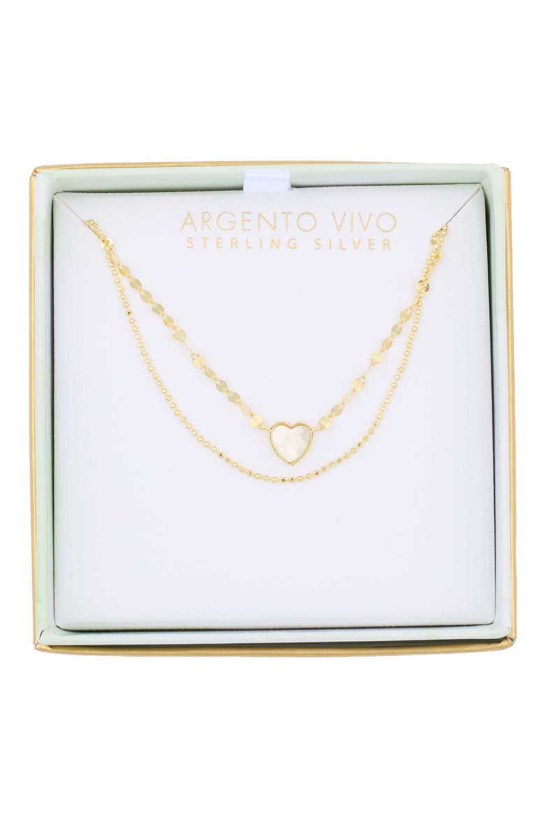 Mother-of-Pearl Pendant & Ball Chain Layered Necklace, Alternate, color, GOLD