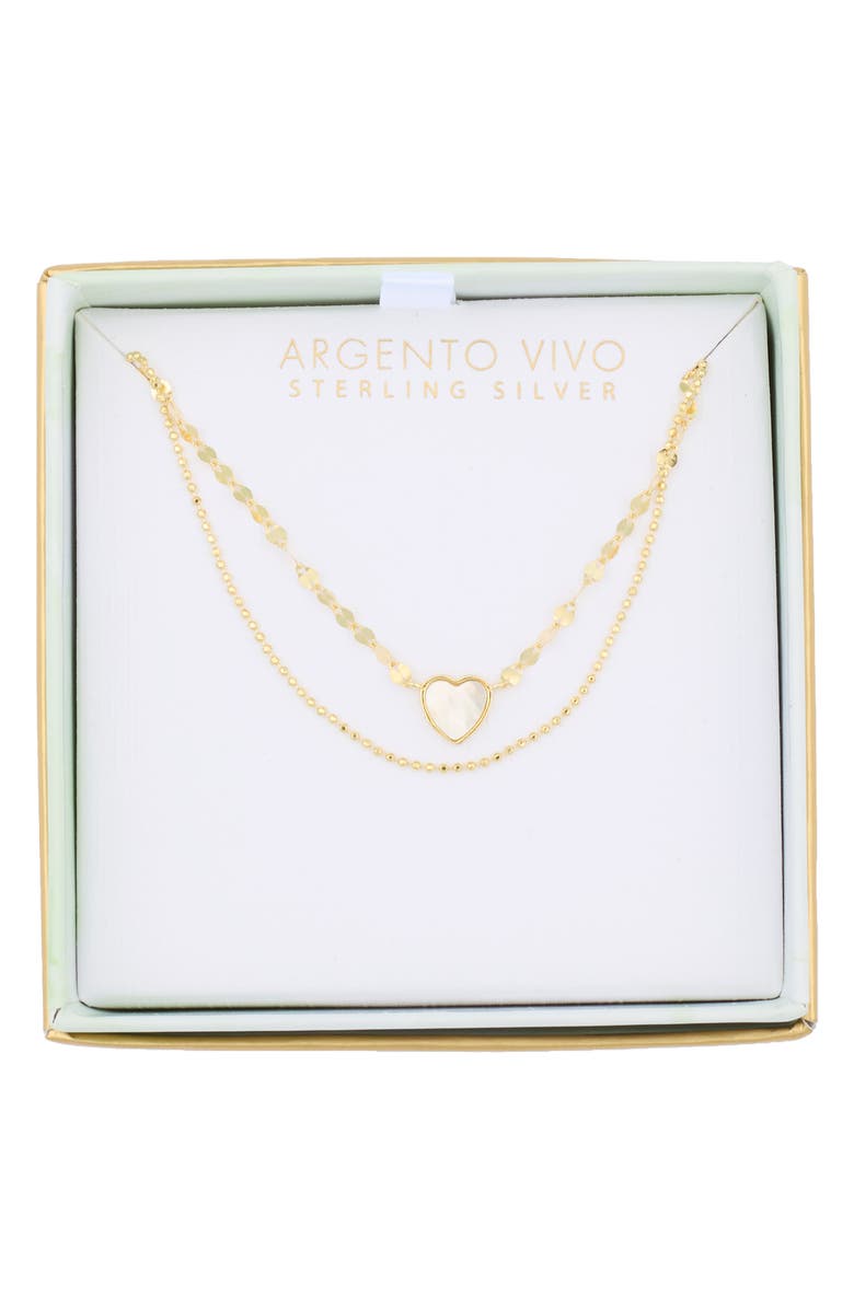 Argento Vivo Sterling Silver Mother-of-Pearl Pendant & Ball Chain Layered Necklace, Alternate, color, Gold