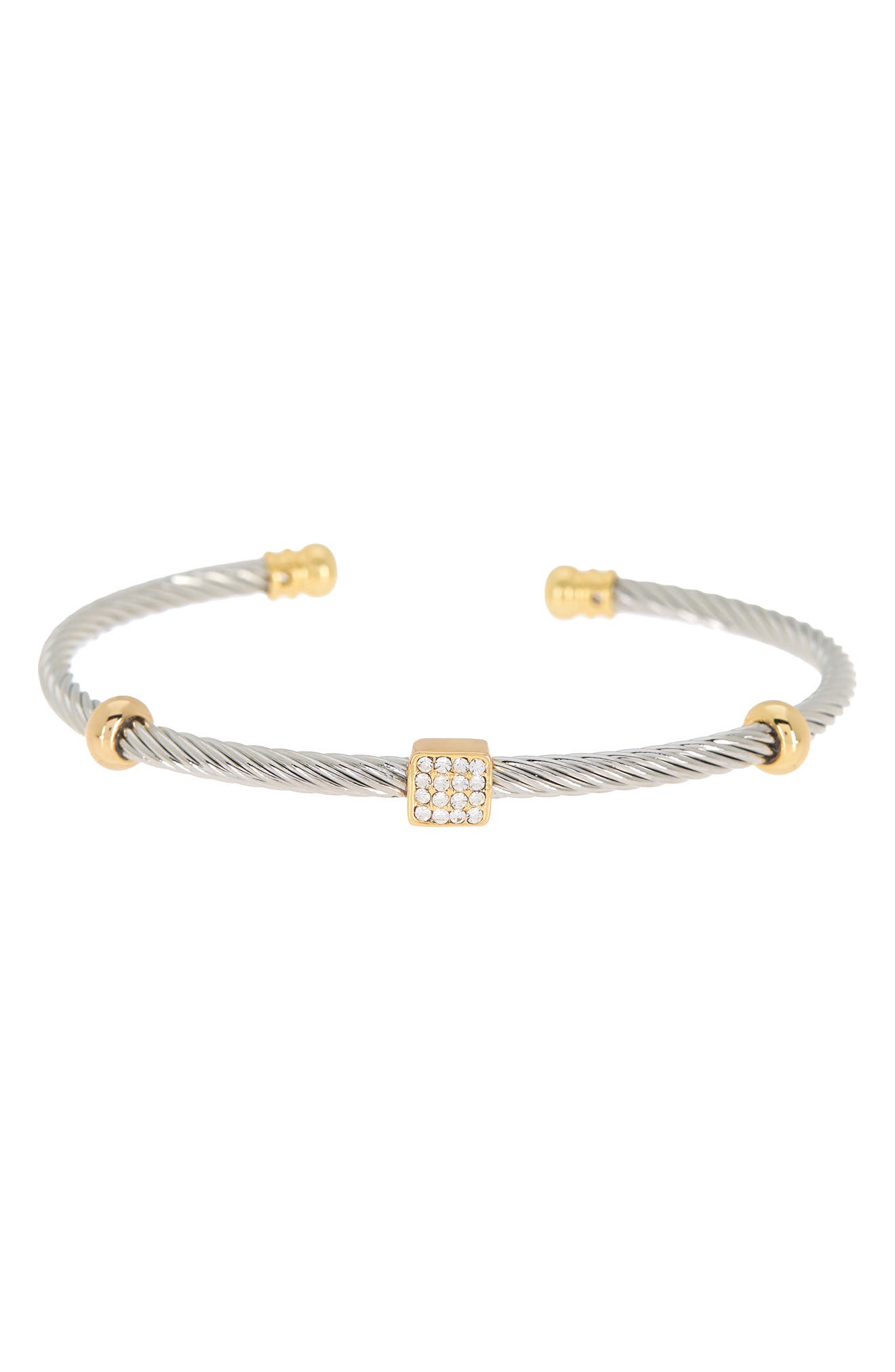 Juvell MESHMERISE Two-Tone Pave CZ Twisted Cable Cuff Bracelet