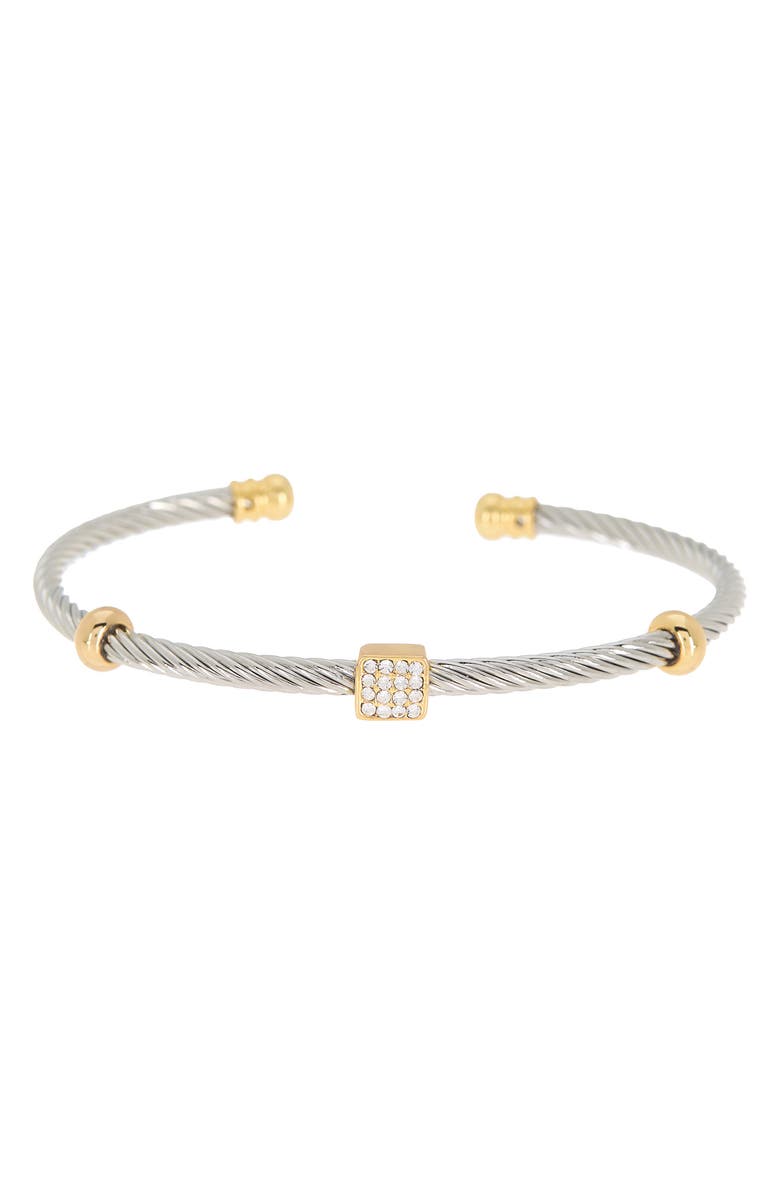 Juvell MESHMERISE Two-Tone Pave CZ Twisted Cable Cuff Bracelet, Main, color, 