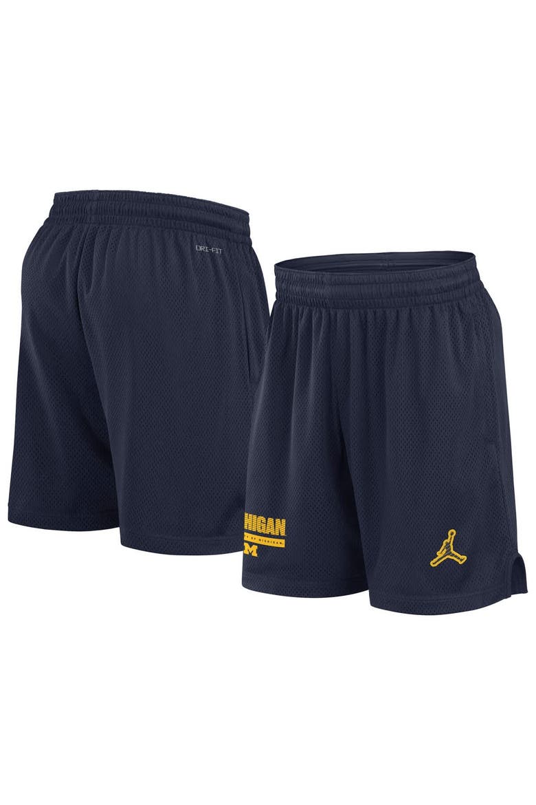 Men's Jordan Brand Navy Michigan Wolverines 2024 Sideline Performance Mesh Shorts, Main, color, Navy