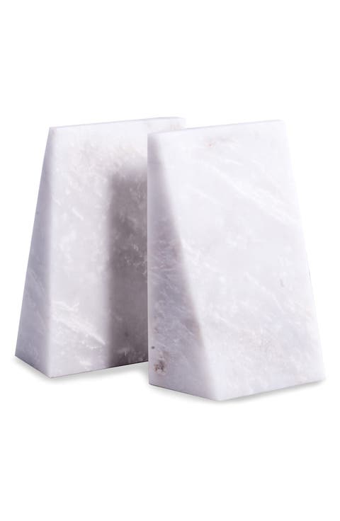 White Marble Wedge Bookends
