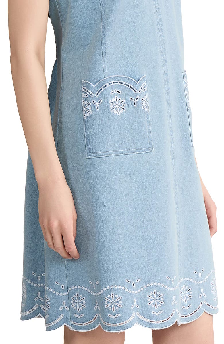 Jones New York Eyelet Embroidery Sleeveless Minidress, Alternate, color, Huntington Wash