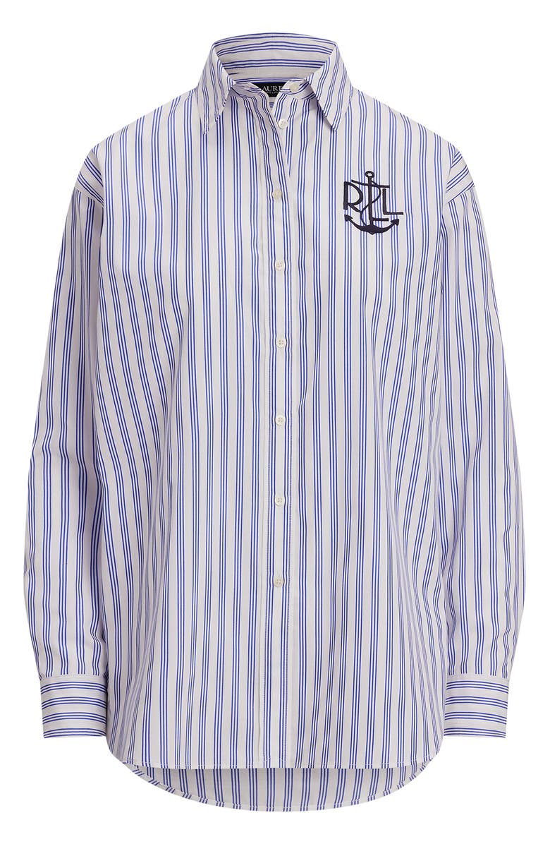 Lauren Ralph Lauren Relaxed Fit Stripe Cotton Button-Up Shirt, Alternate, color, 