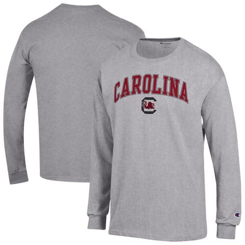 Men's Champion  Heather Gray South Carolina Gamecocks Arch Over Logo Long Sleeve T-Shirt