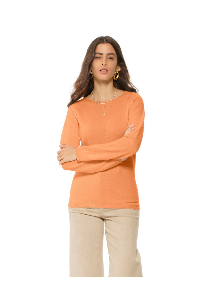 Monticelli Cashmere Ultralight Cashmere Raglan Crew Neck Sweater, Main, color, Orange
