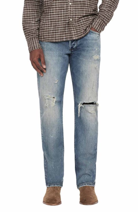 Slim Straight Ripped Jeans