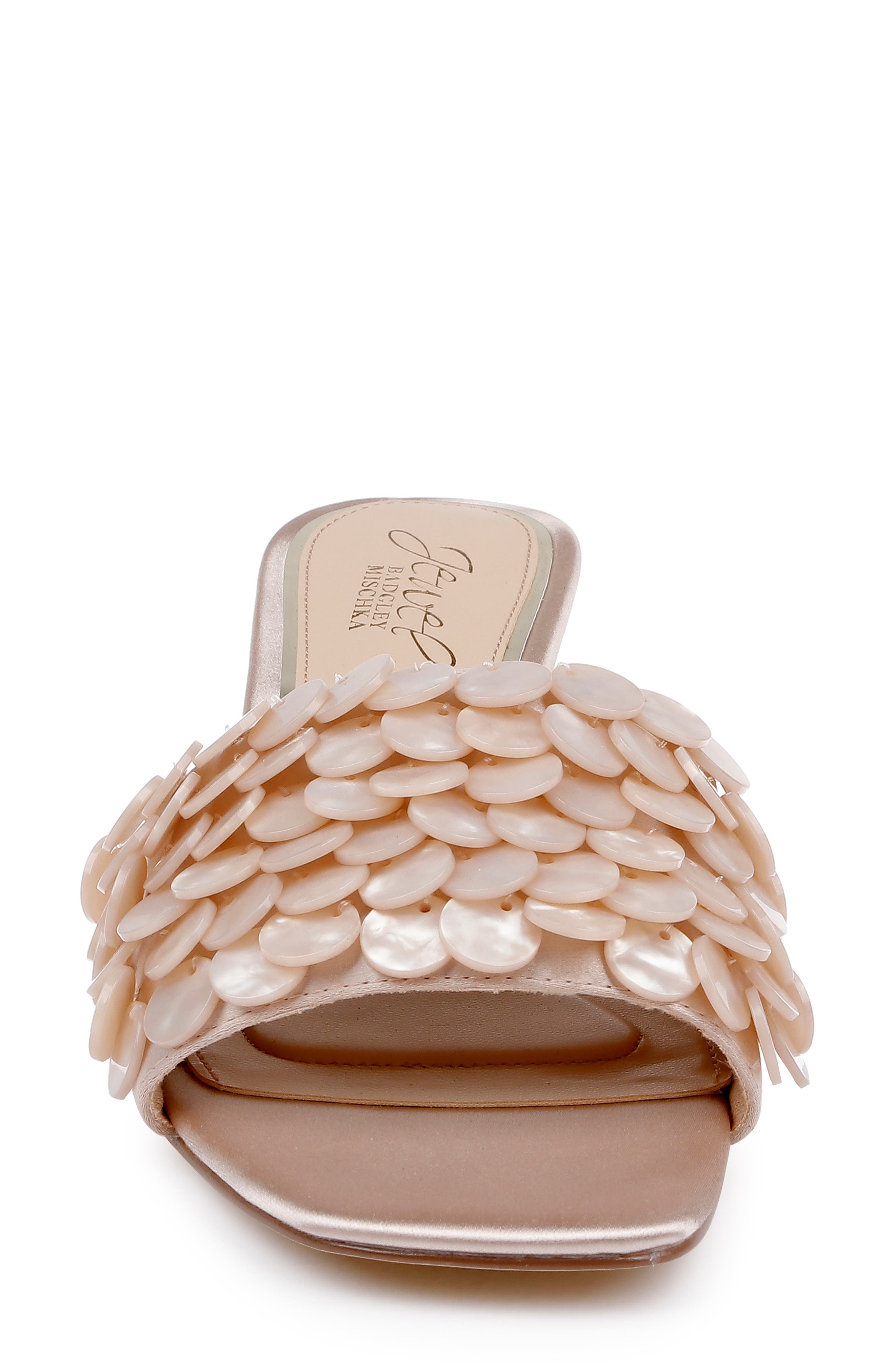 Jewel Badgley Mischka Pacific Block Heel Sandal, Alternate, color, Dark Nude Satin