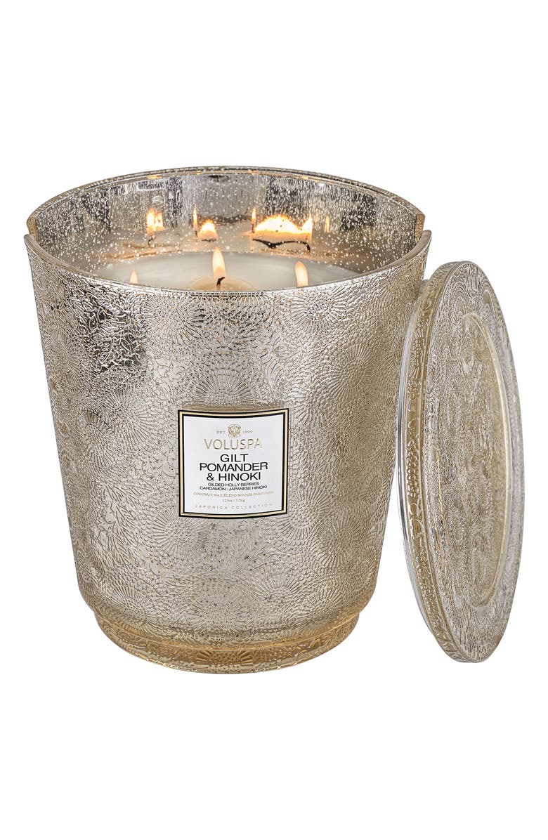 Voluspa Gilt Pomander & Hinoki Hearth Candle, Alternate, color, Gilt Pom/Hinoki