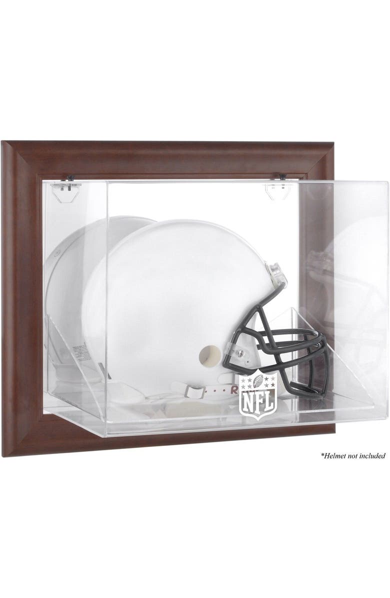 FANATICS AUTHENTIC NFL Shield Brown Framed Wall-Mountable Helmet Logo Display Case, Main, color, 