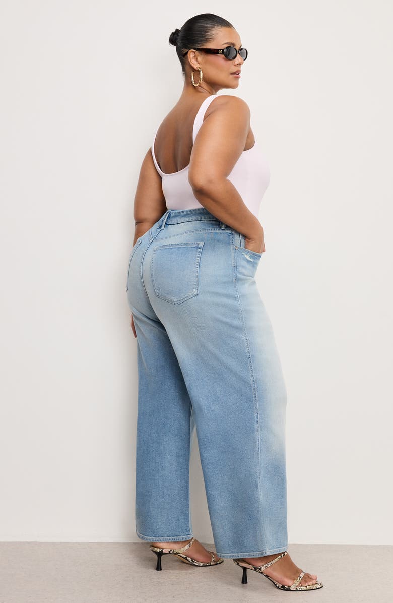 Good American Good Skate Ankle Wide Leg Jeans, Alternate, color,