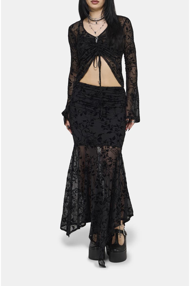 Deadly Nightshade Maxi Skirt, Alternate, color, Black