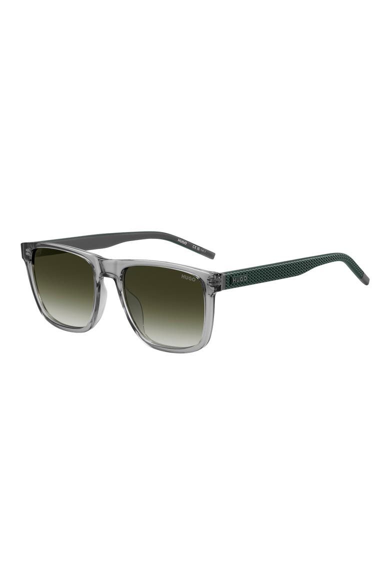 56mm Gradient Rectangular Sunglasses, Alternate, color, GREY/ GREEN SHADED