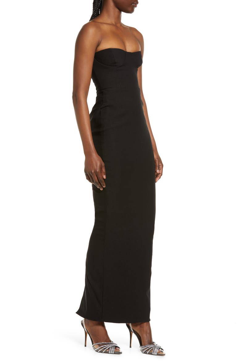 Lucia Strapless Corset Maxi Dress, Alternate, color, BLACK