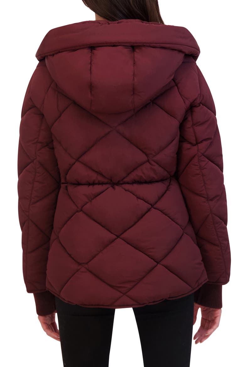 Diamond Quilted Hooded Jacket, Alternate, color, WINE