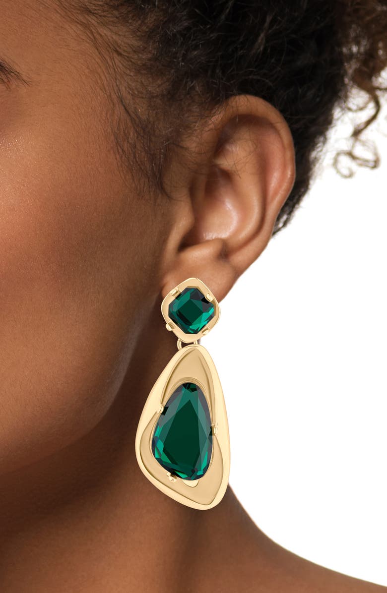 JARDIN Crystal Irregular Drop Earrings, Alternate, color, Green/ Gold