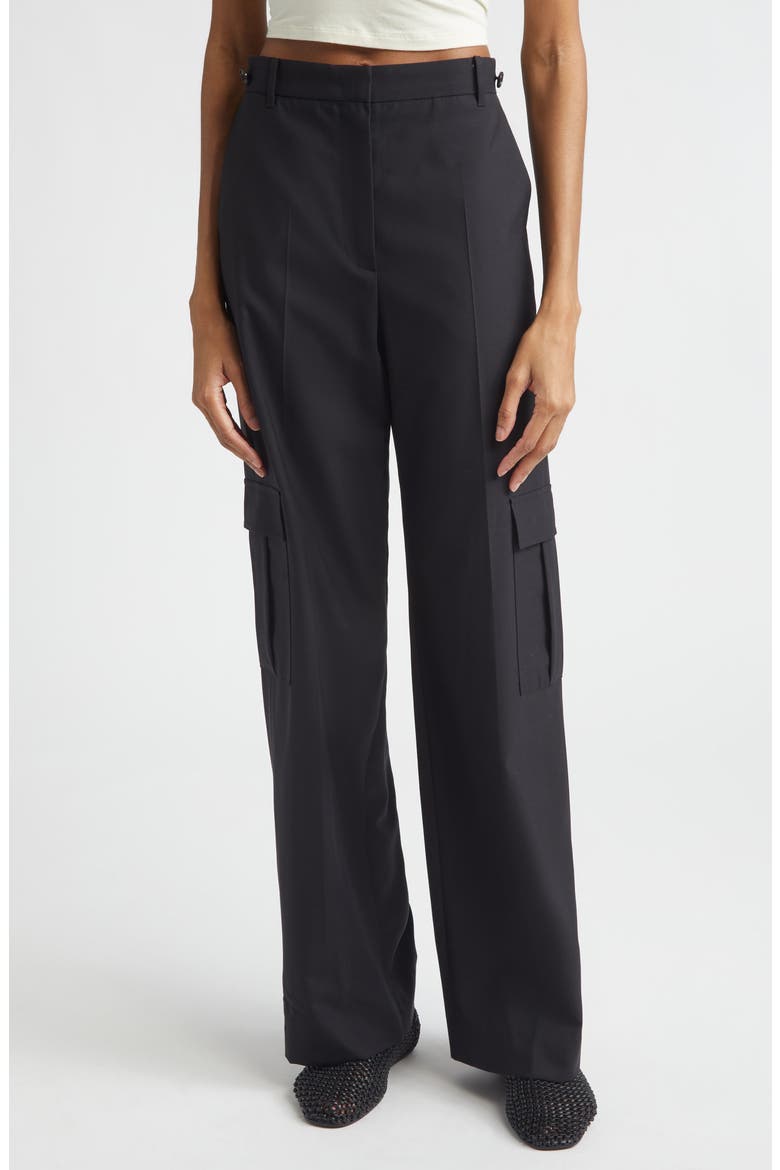 Convertible Panel Wool Blend Cargo Pants, Alternate, color, BLACK