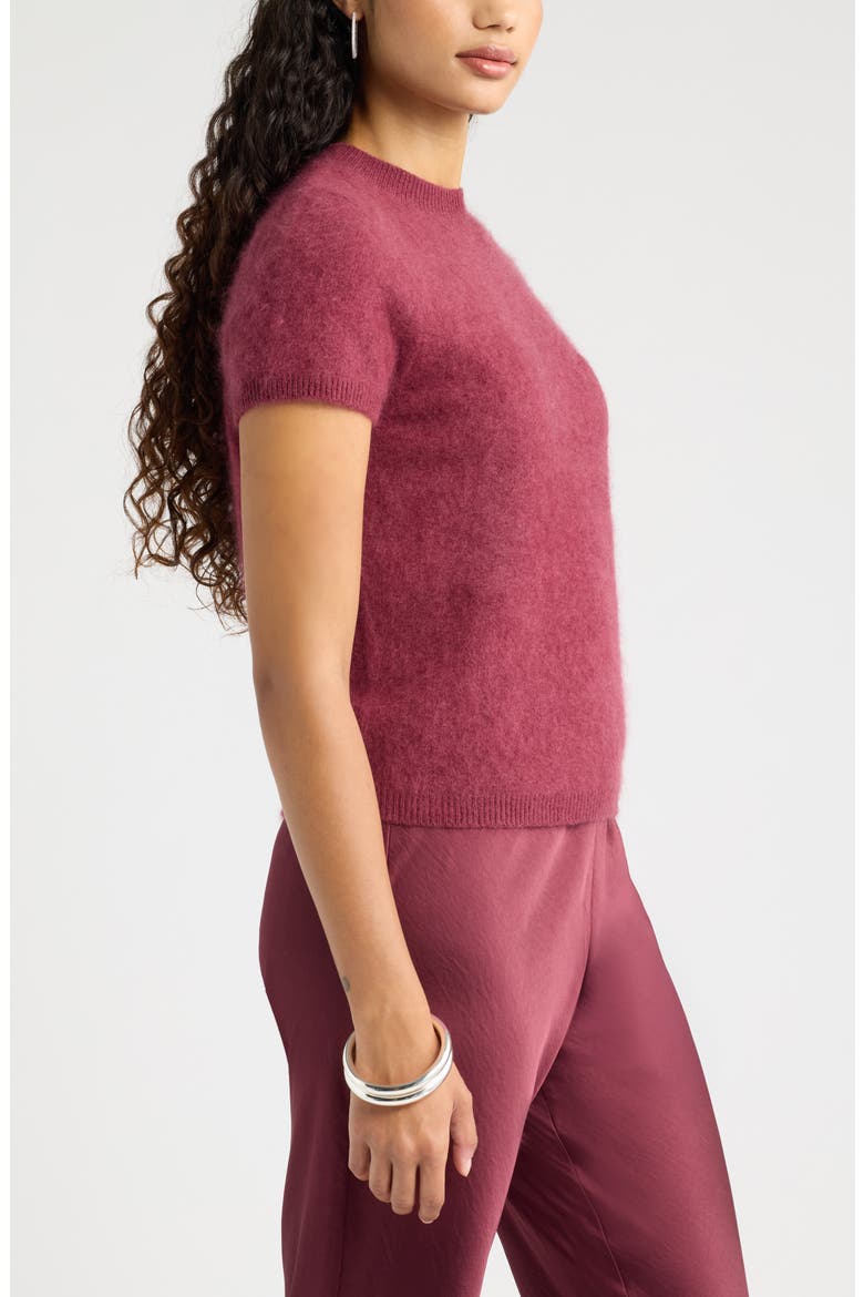 Cozy Edit Short Sleeve Mock Neck Sweater, Alternate, color, BURGUNDY BANNER