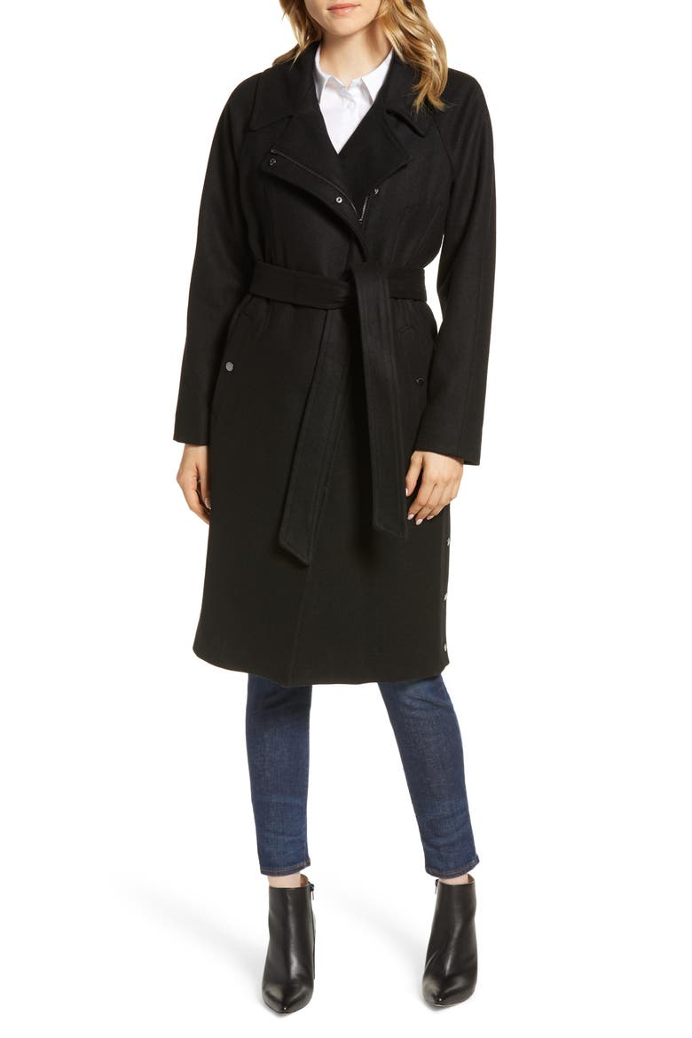 Wool Blend Trench Coat, Main, color, BLACK