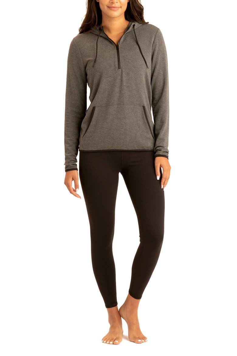 Half Zip Fleece Hoodie, Alternate, color, HEATHER CHARCOAL