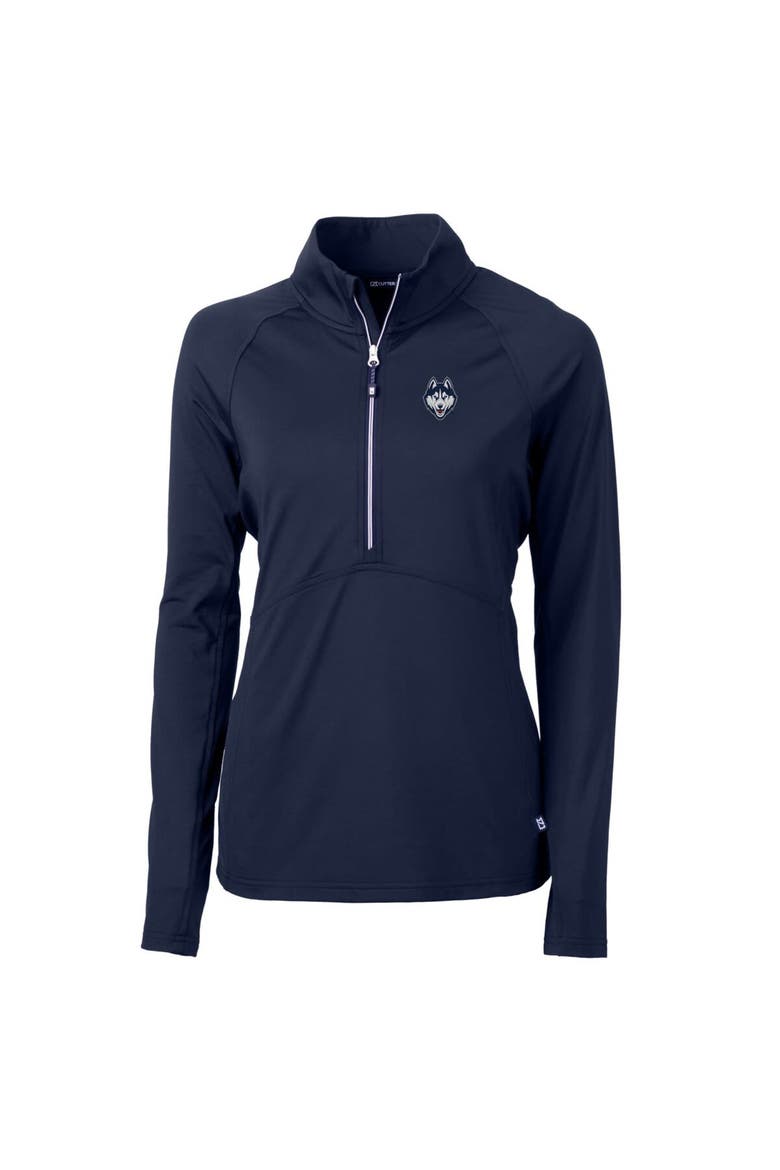 Women's Cutter & Buck Navy UConn Huskies Logo Adapt Eco Knit Half-Zip Pullover, Main, color, Navy