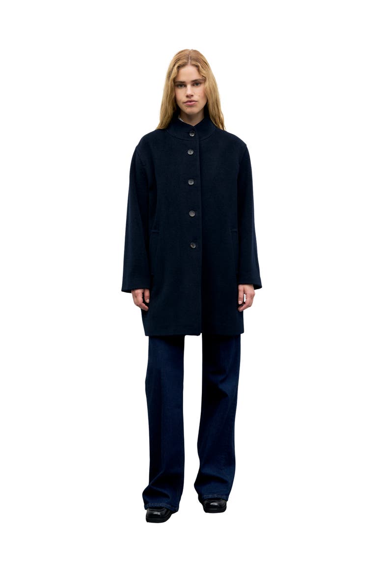 Agna Virgin Wool Coat, Alternate, color, Navy Blue