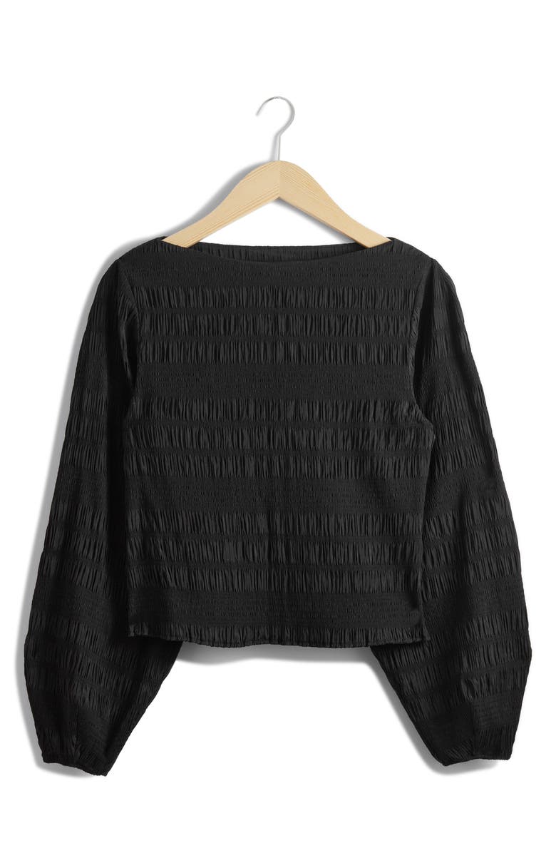 & Other Stories Shirred Bateau Neck Top, Alternate, color,