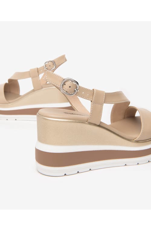 Nerogiardini Leather Wedge Slingback Sandals In Neutral
