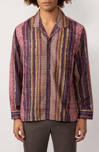 Raga Man Ansh Herringbone Stripe Button-Up Shirt