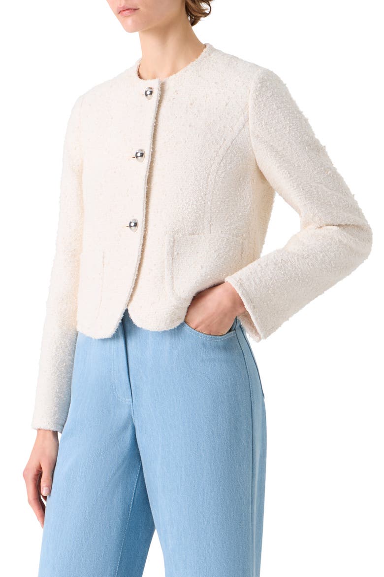 Cotton Blend Bouclé Jacket, Alternate, color, IVORY