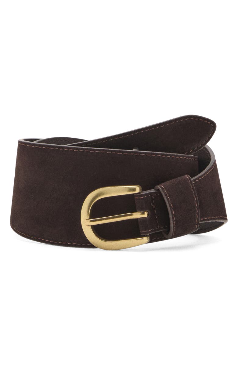 MANGO Obi Suede Belt, Main, color, Chocolate