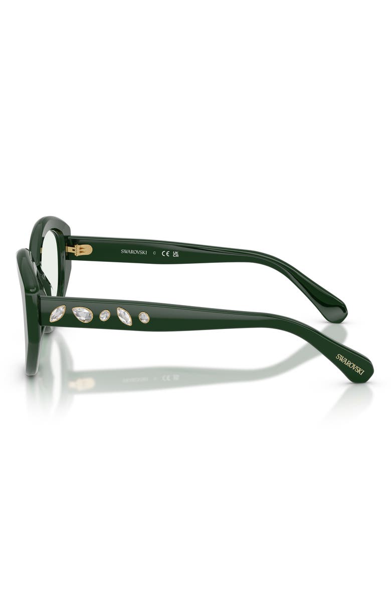 Swarovski 53mm Polarized Irregular Sunglasses, Alternate, color, Dark Green / Photo Green