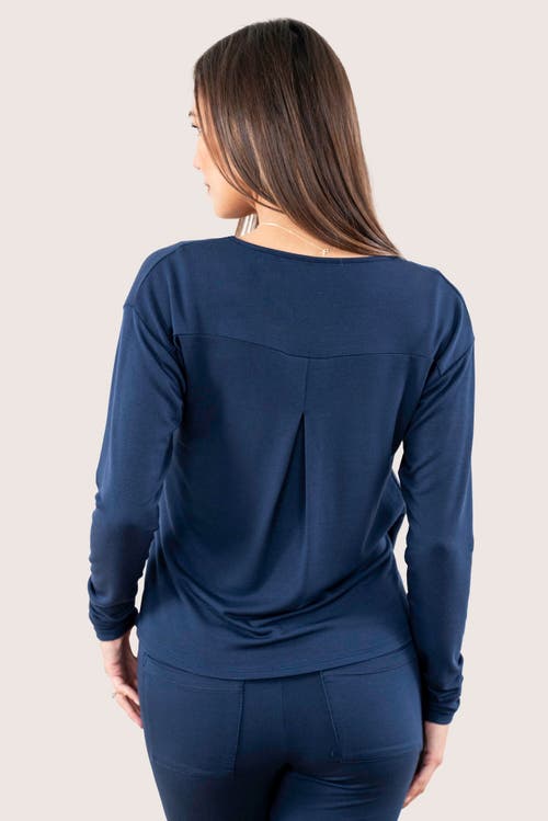 Jjwinks Wrap Star Built-in Shelf Lounge & Sleep Long Sleeve Top In Navy