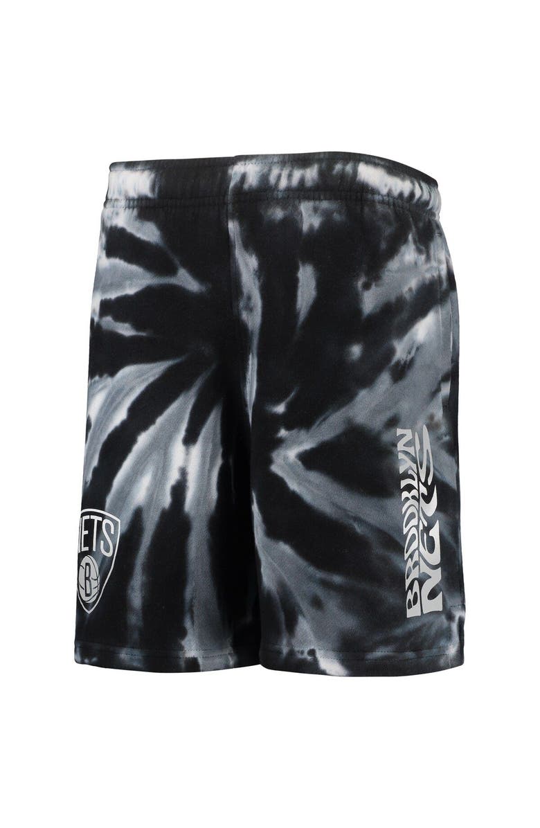 Outerstuff Youth Black Brooklyn Nets Santa Monica Tie-Dye Shorts, Alternate, color, Black